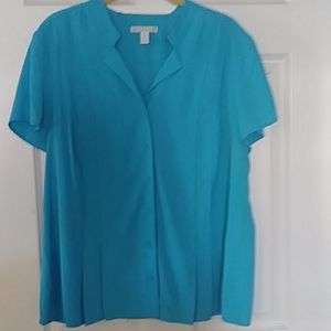 Teal short sleeve blouse
